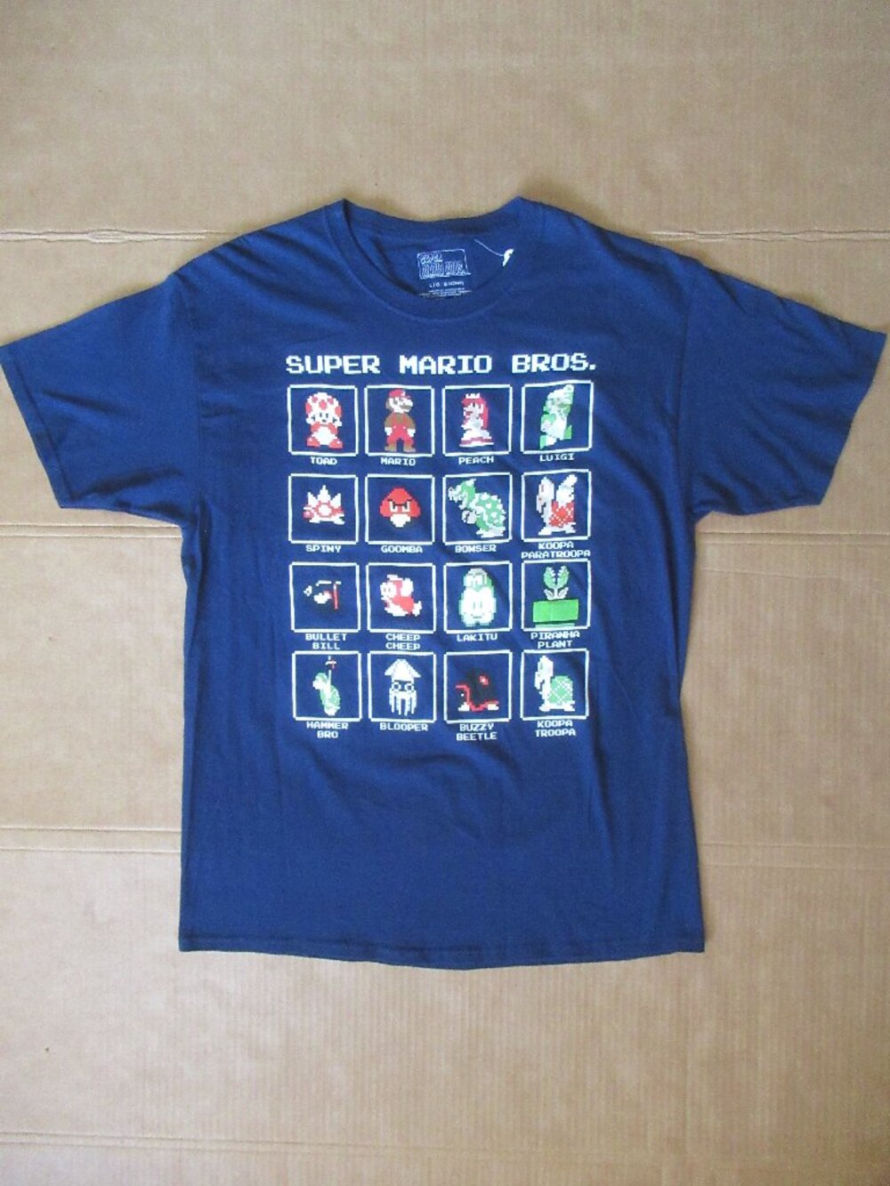Super Mario Bros 100% Cotton Blue Character Graphic T-Shirt | Size Large